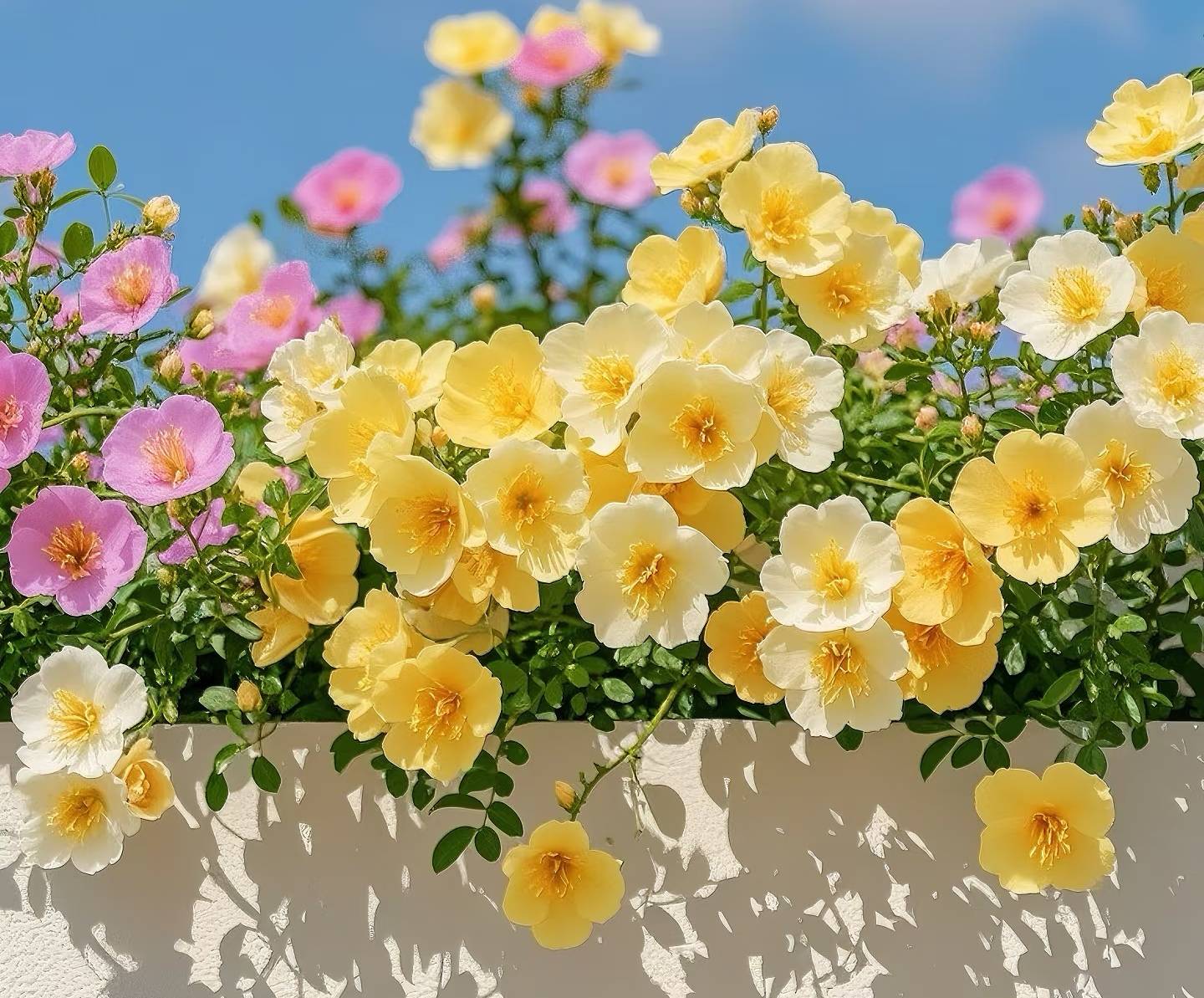 Sunny yellow Dahurian rose